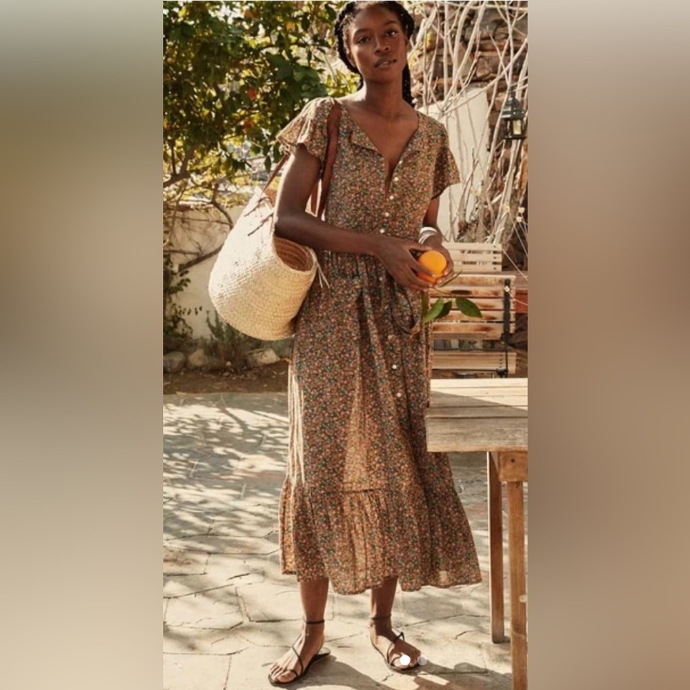 DÔEN Marfa Dress in Yellow Laurel Canyon Rose XS